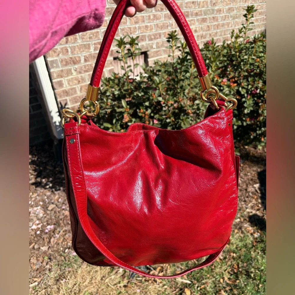 Marc by Marc Jacobs Red Leather Hobo Bag with Gold Hardware